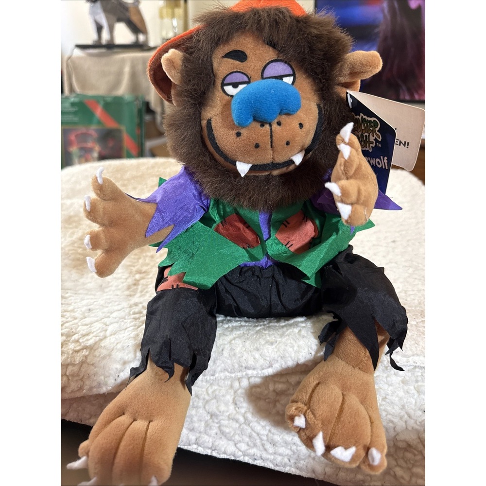 Vintage G. G. I   Werewolf Halloween Plush Stuffed Nylon 10" Shelf Sitter